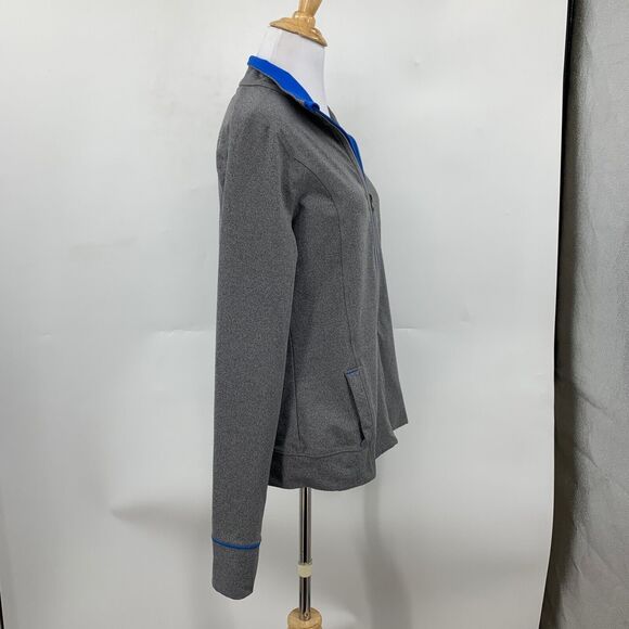 Abercrombie Jacket Women L Large Gray Heather Full Zip Mock Neck Thumbhole Run - Picture 5 of 16